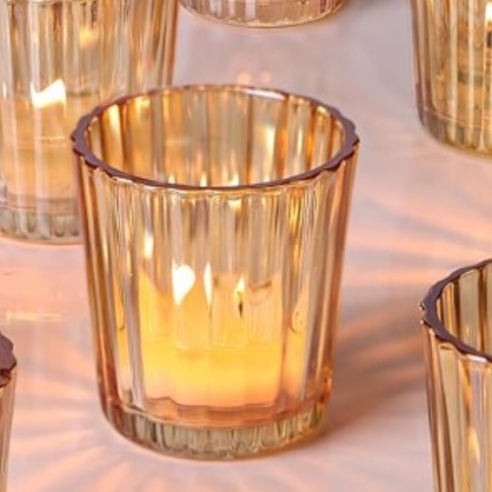 Glass Candle Holders Set of 6 New w/o Tag